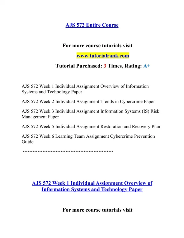 AJS 572 Effective Communication - tutorialrank.com
