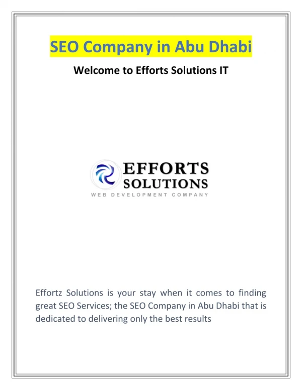 SEO Company in Abu Dhabi | Effortz