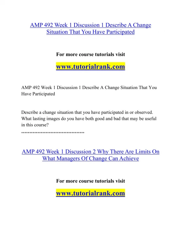 AMP 492 Effective Communication - tutorialrank.com