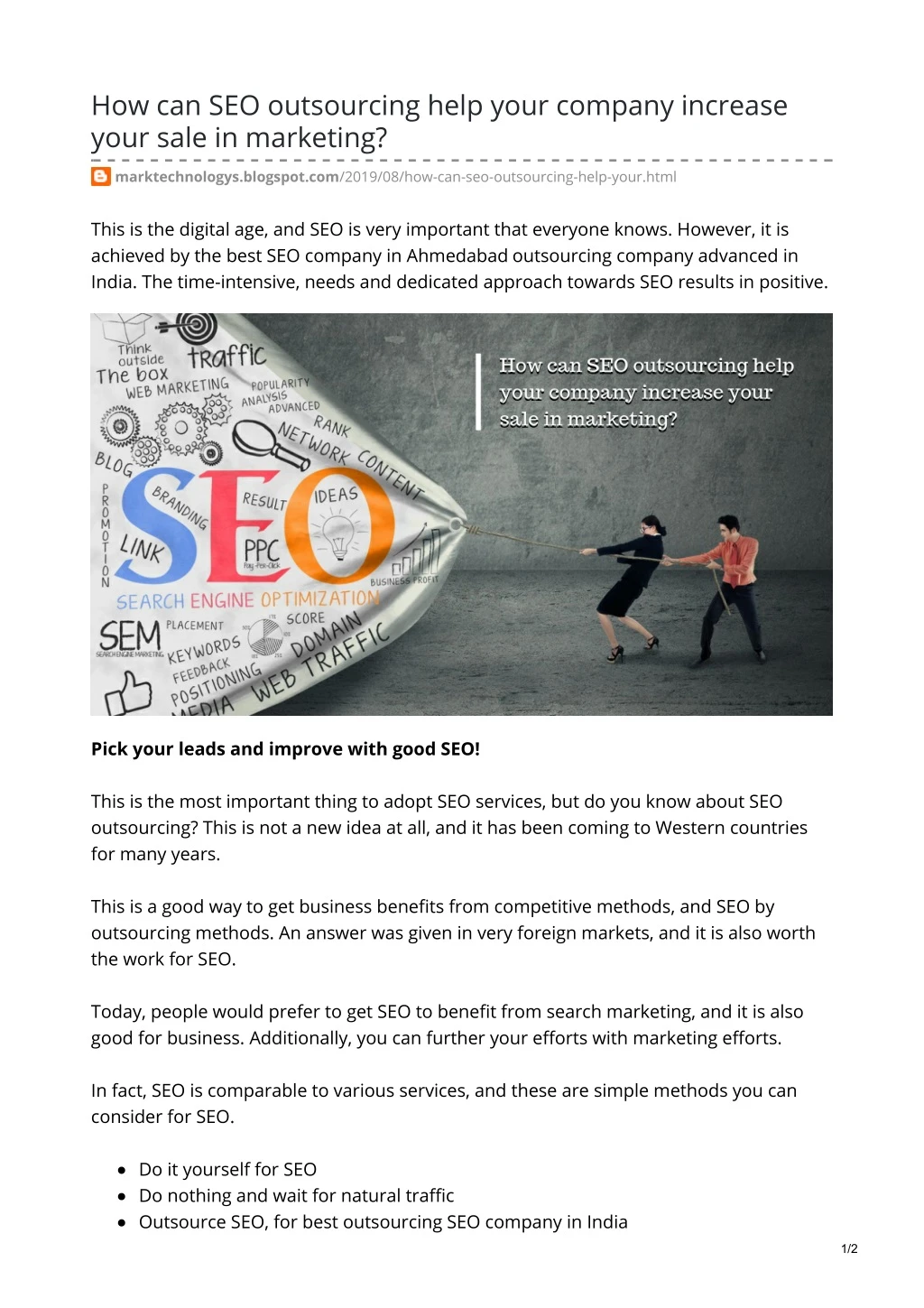 how can seo outsourcing help your company