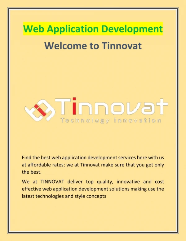 Web Application Development | Tinnovat