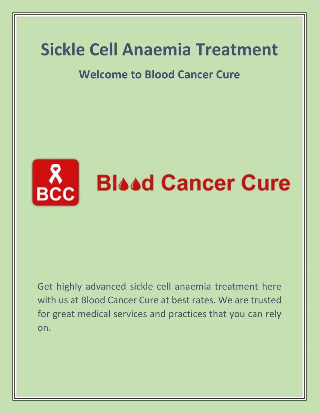sickle cell anaemia treatment