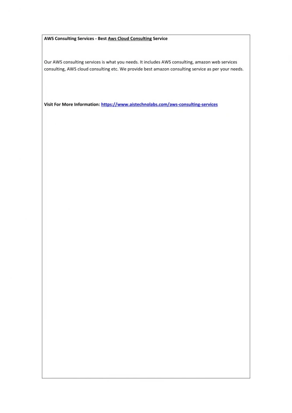 aws consulting services best aws cloud consulting
