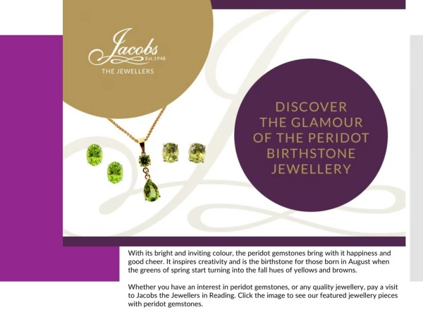 Discover the Glamour of the Peridot Birthstone Jewellery