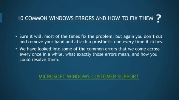 10 Common Windows Errors and How to fix them