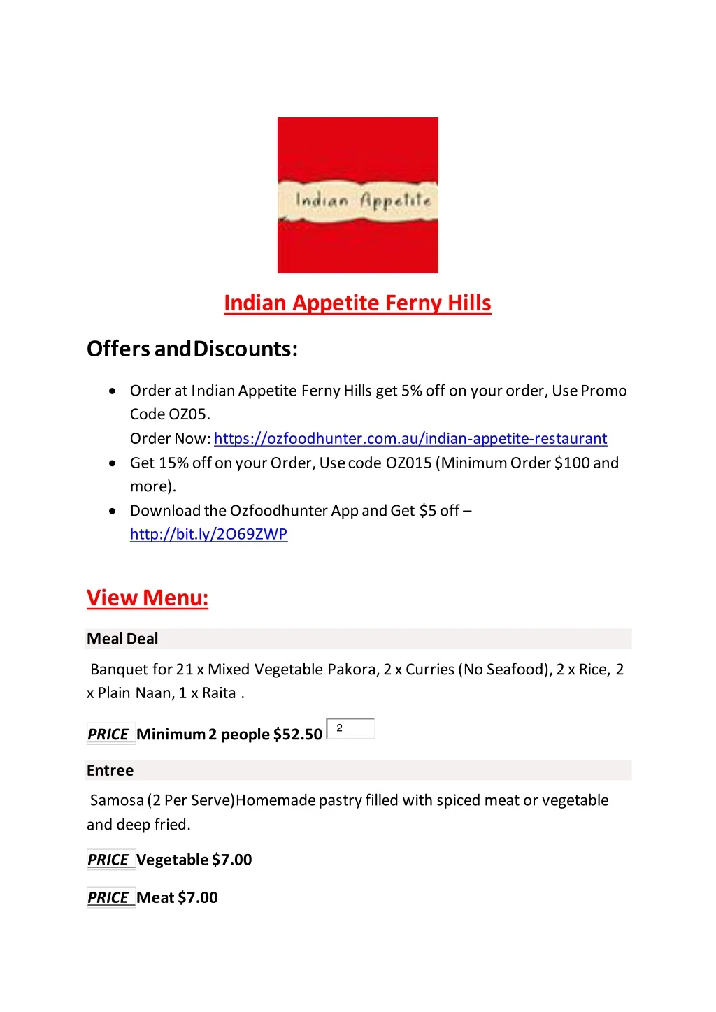 indian appetite ferny hills