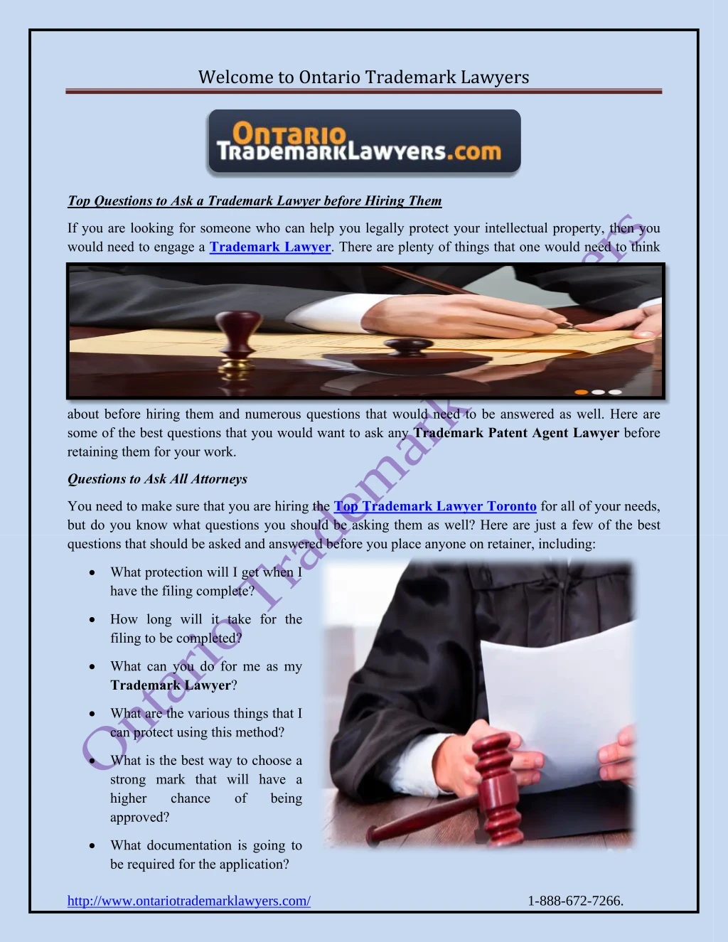 welcome to ontario trademark lawyers