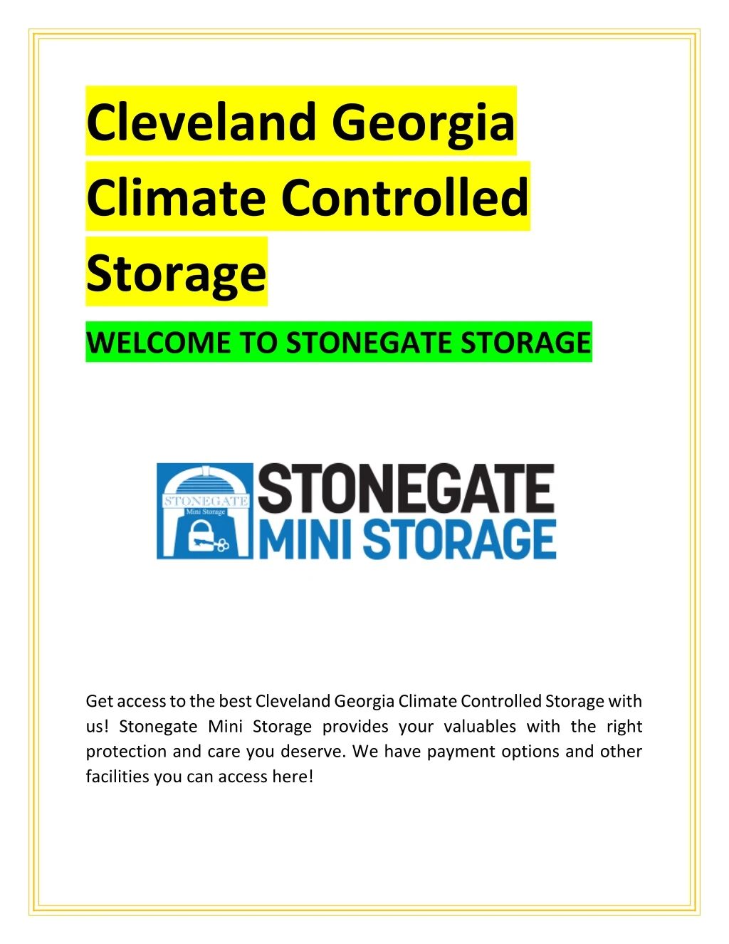 cleveland georgia climate controlled storage