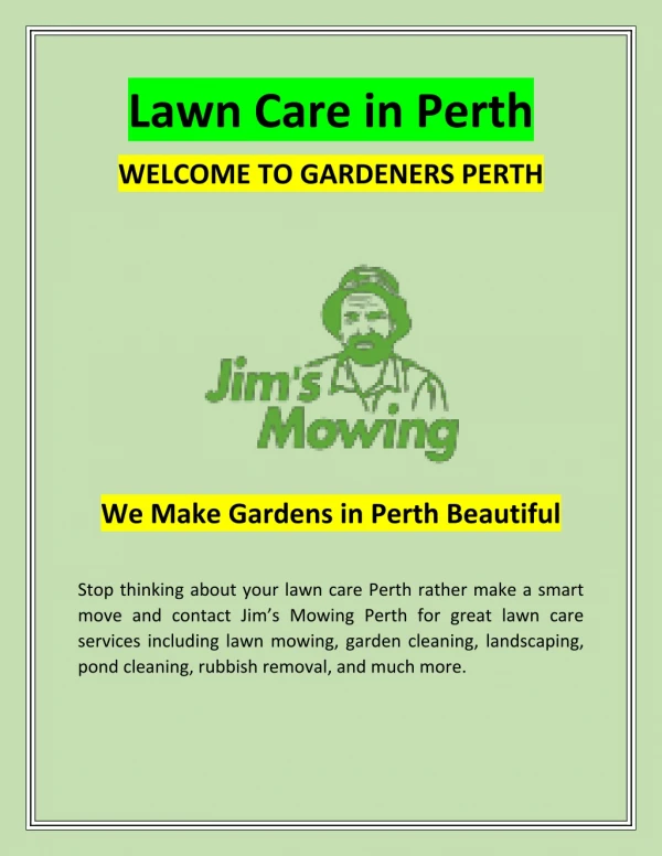 Lawn Care in Perth | Gardenersperth