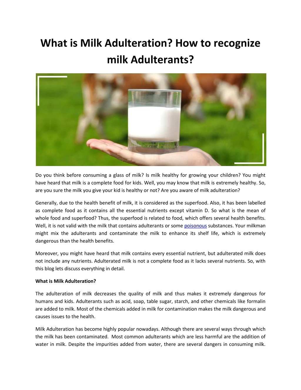 what is milk adulteration how to recognize milk