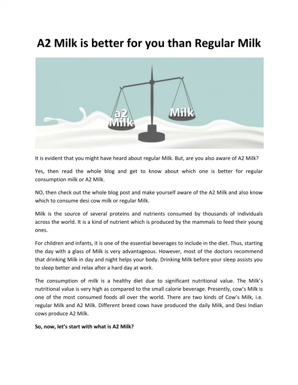 A2 Milk is better for you than Regular Milk | GFO Farming