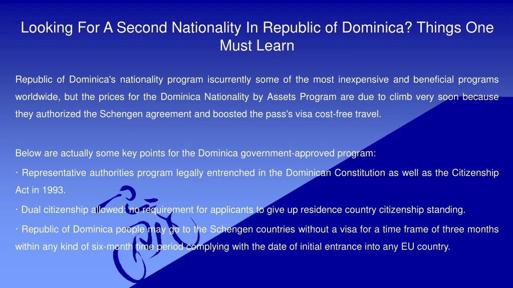 looking for a second nationality in republic of dominica things one must learn