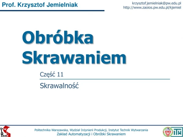 Obróbka Skrawaniem 11 Skrawalność