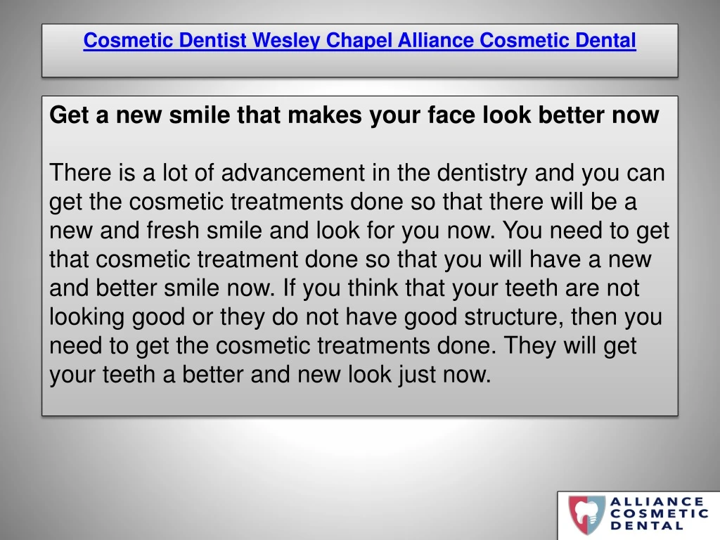 cosmetic dentist wesley chapel alliance cosmetic