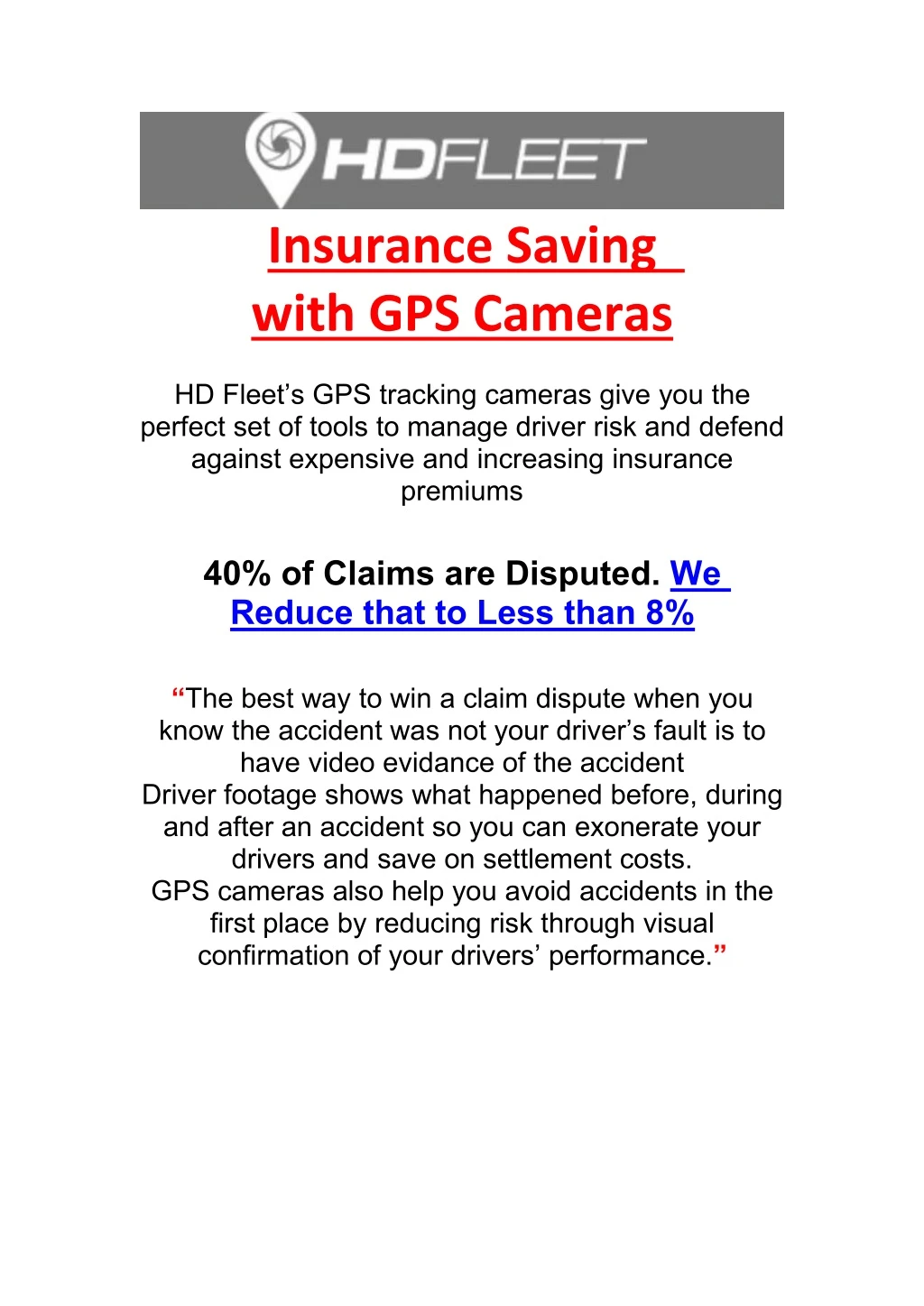 insurance saving with gps cameras