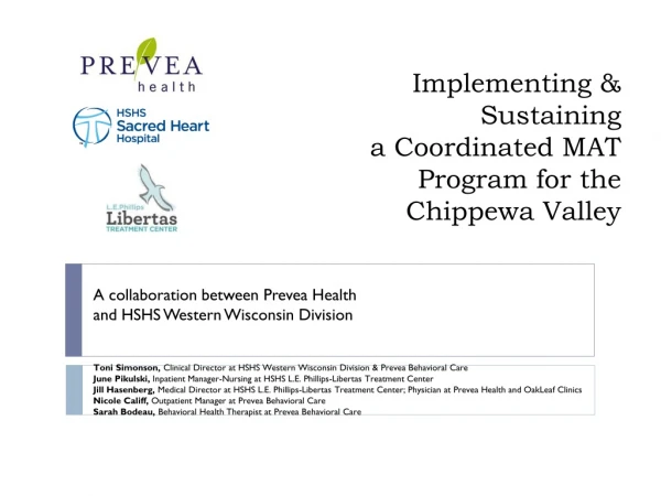 Implementing &amp; Sustaining a Coordinated MAT Program for the Chippewa Valley