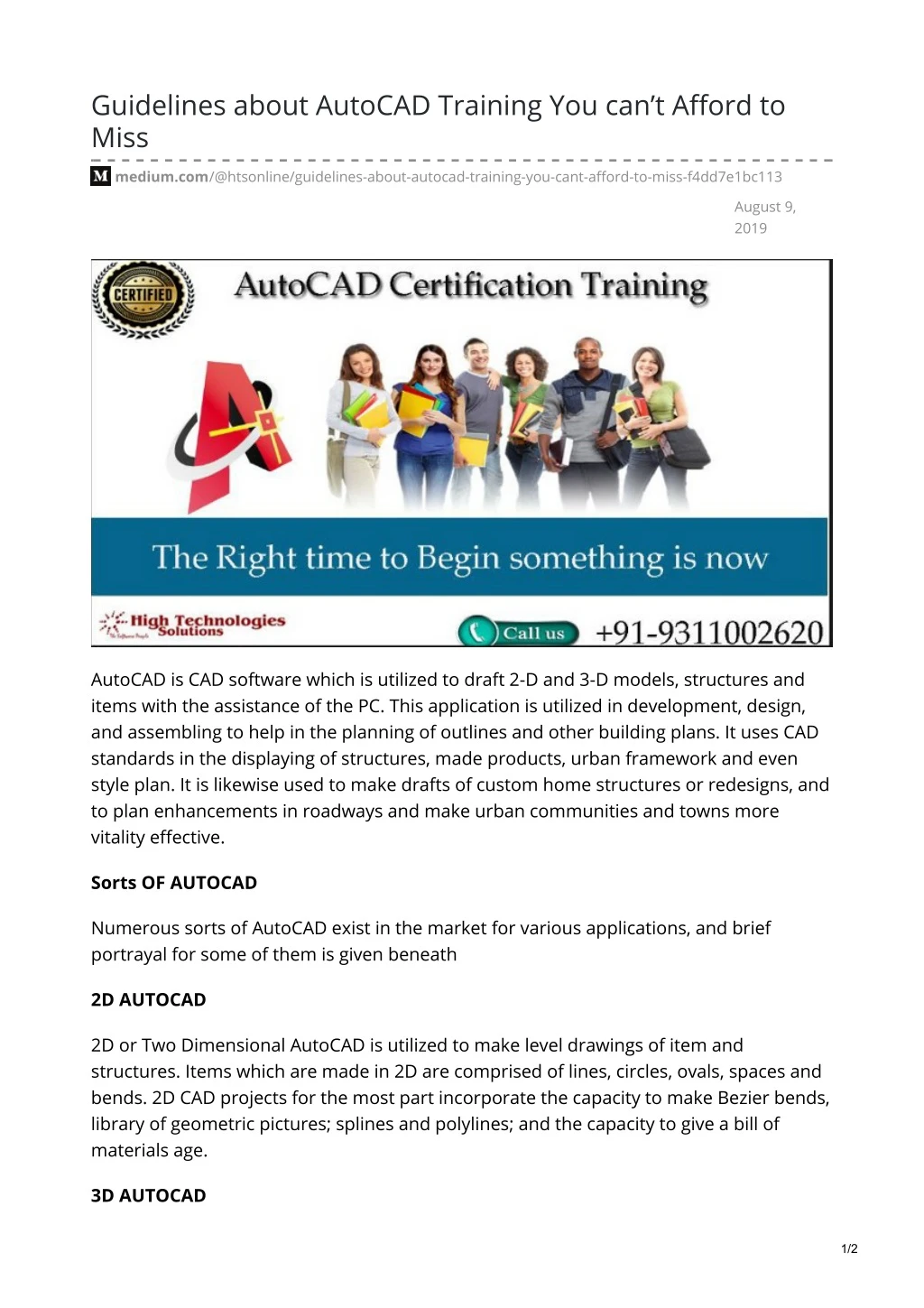 guidelines about autocad training