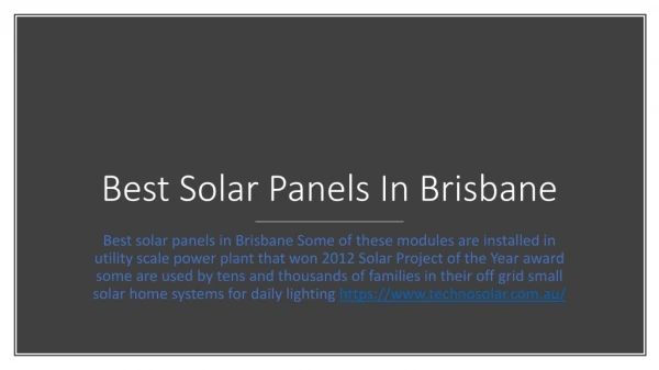 Best solar panels in brisbane