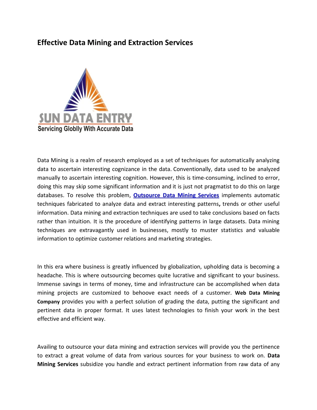 effective data mining and extraction services