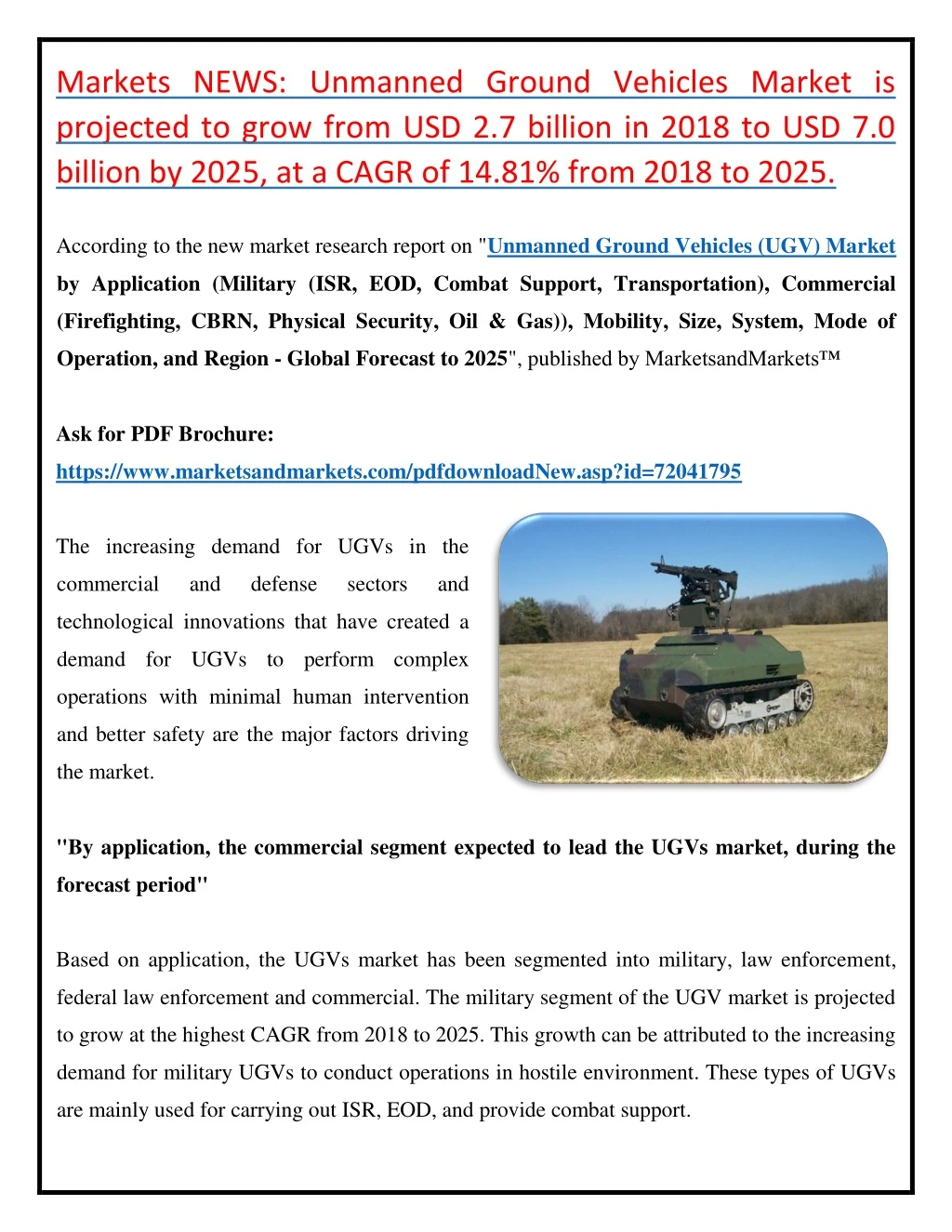 markets news unmanned ground vehicles market