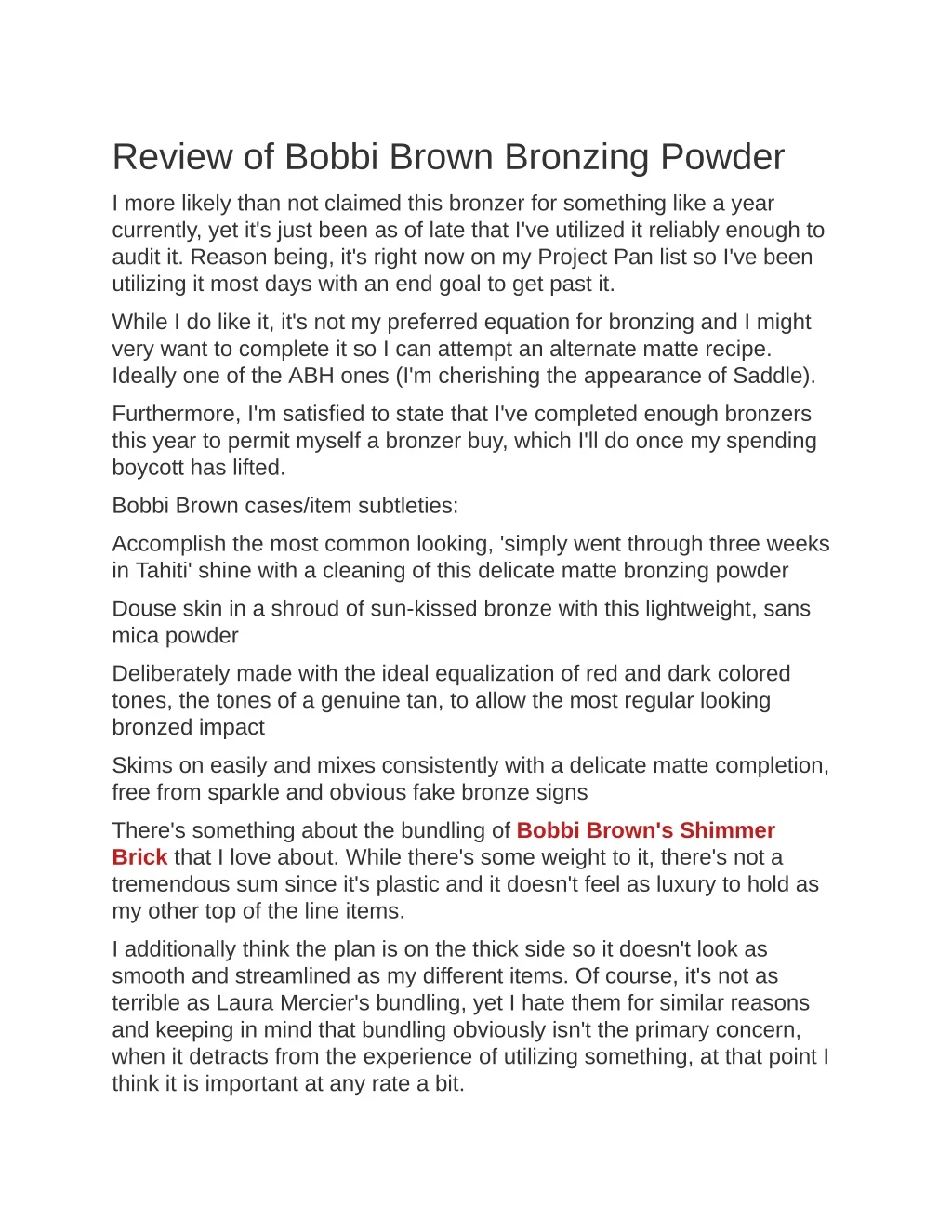 review of bobbi brown bronzing powder