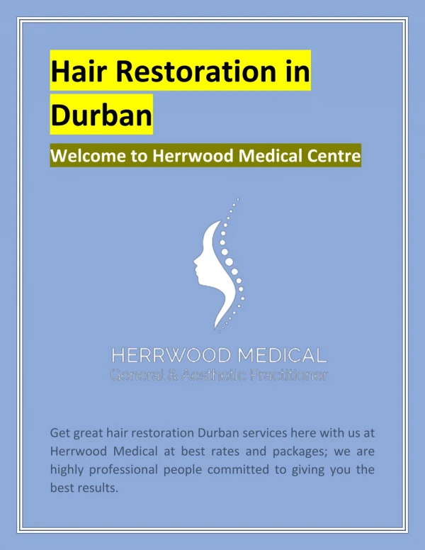 Hair Restoration in Durban | Umhlangaaesthetics