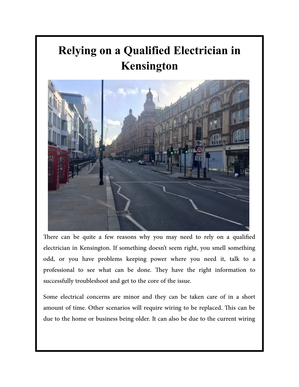 relying on a qualified electrician in kensington