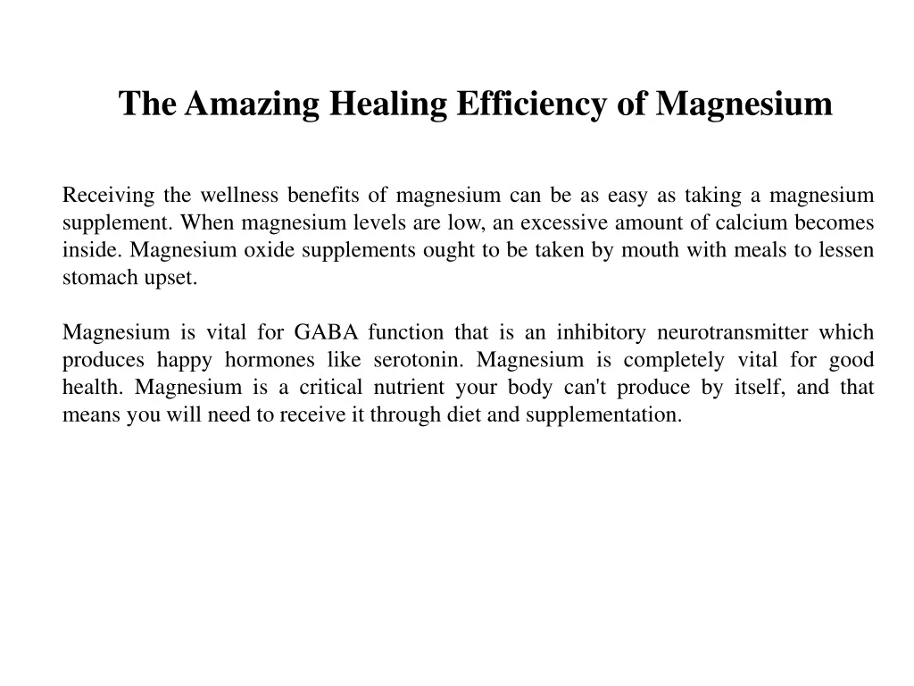 the amazing healing efficiency of magnesium