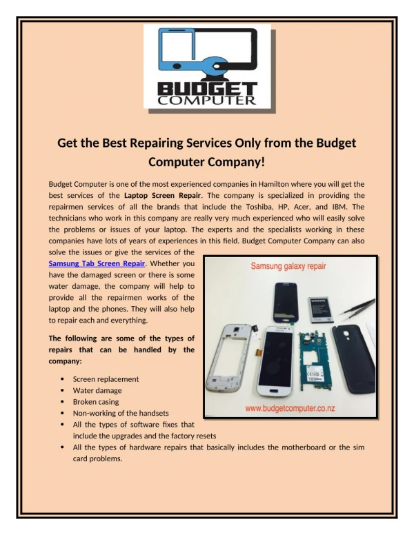 Get the Best Repairing Services Only from the Budget Computer Company!