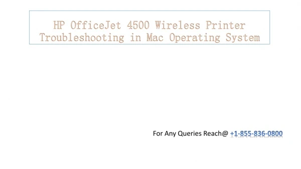HP OfficeJet 4500 Wireless Printer Troubleshooting in Mac Operating System