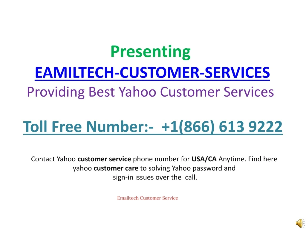 presenting eamiltech customer services providing best yahoo customer services