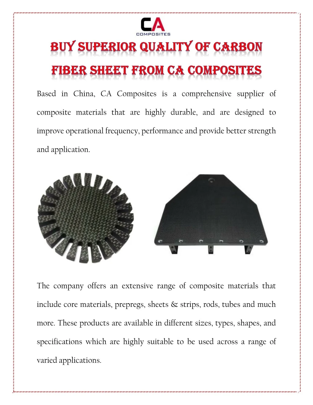 based in china ca composites is a comprehensive