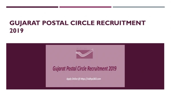 Gujarat Postal Circle Recruitment 2019, Online Form For 2510 GDS Jobs