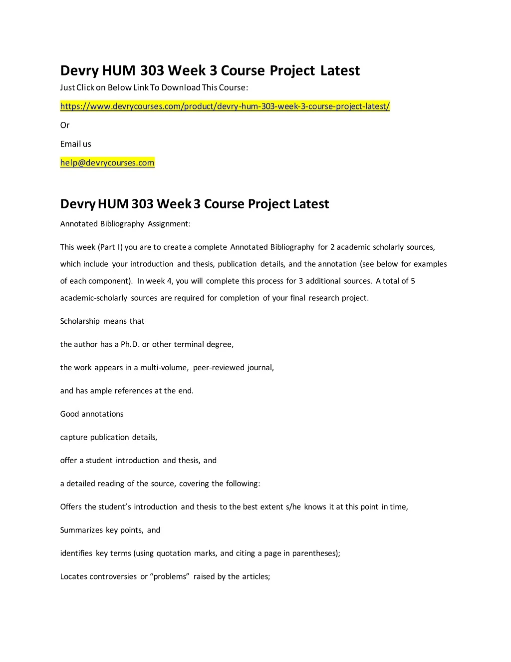 devry hum 303 week 3 course project latest just