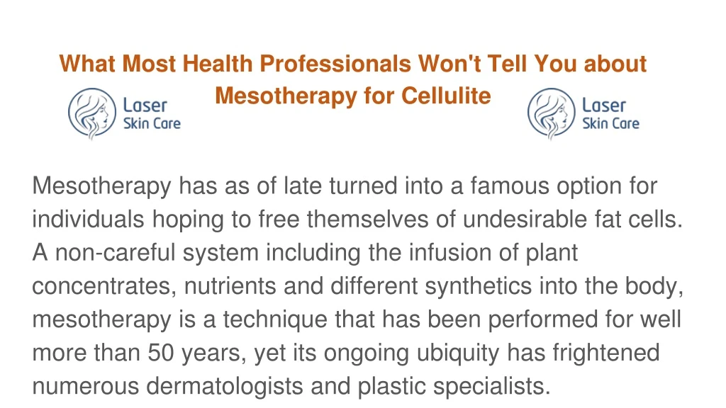 what most health professionals won t tell you about mesotherapy for cellulite