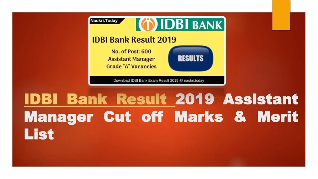 idbi bank result 2019 assistant manager cut off marks merit list