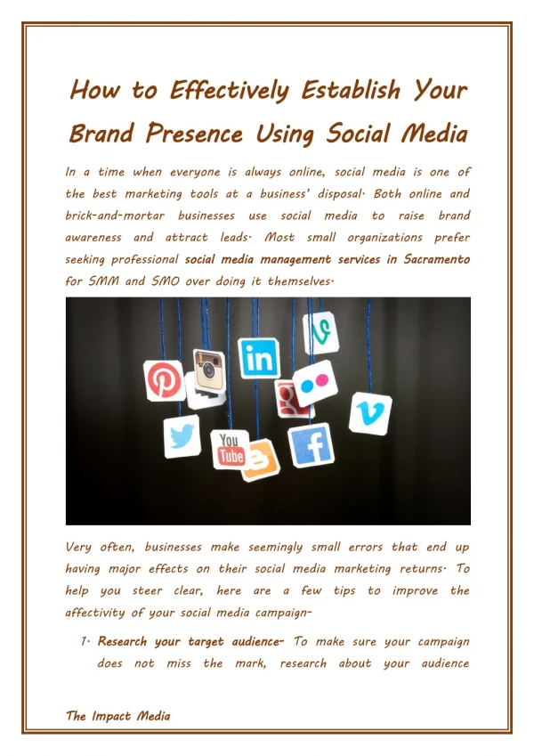 How to Effectively Establish Your Brand Presence Using Social Media