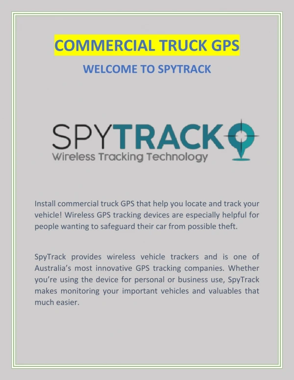 Get the Best Commercial Truck GPS | spytrack