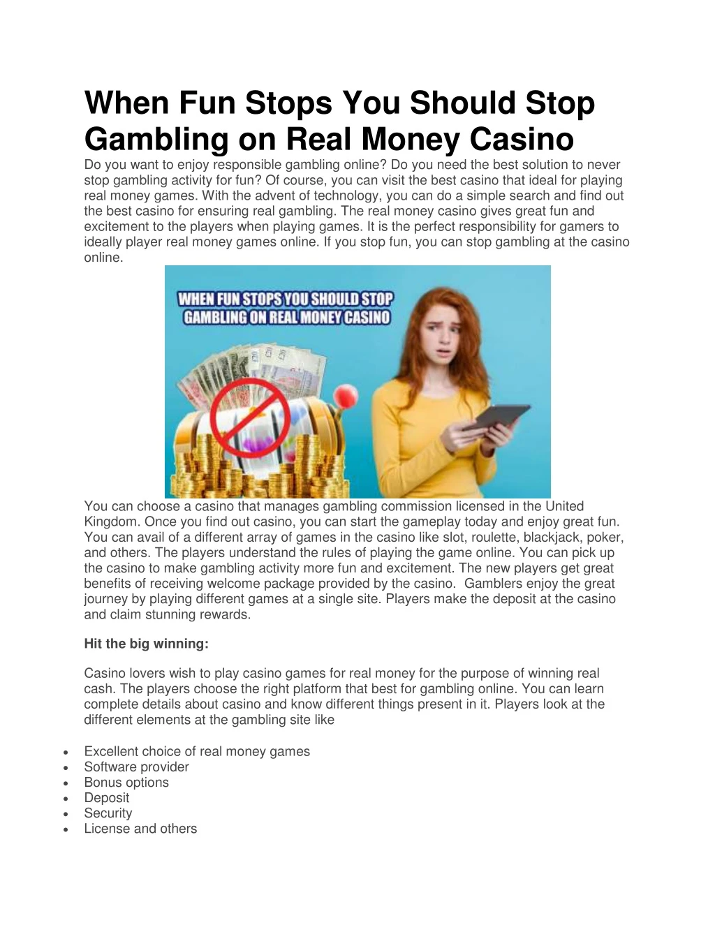 when fun stops you should stop gambling on real