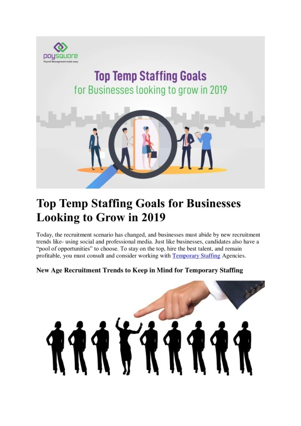 Top Temp Staffing Goals for Businesses Looking to Grow in 2019