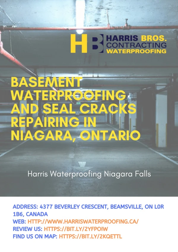 Basement Waterproofing And Seal Cracks Repairing In Niagara, Ontario