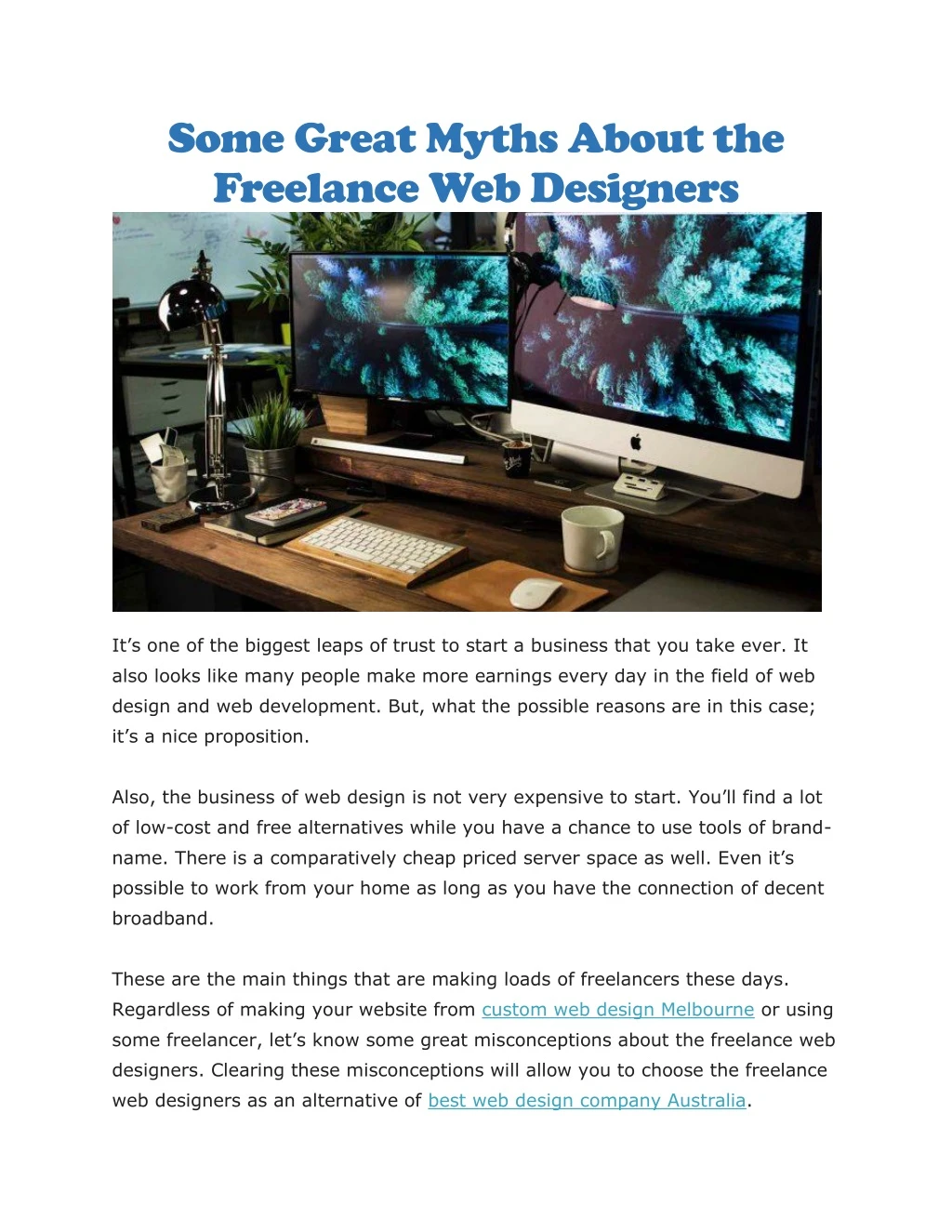 some great myths about the freelance web designers