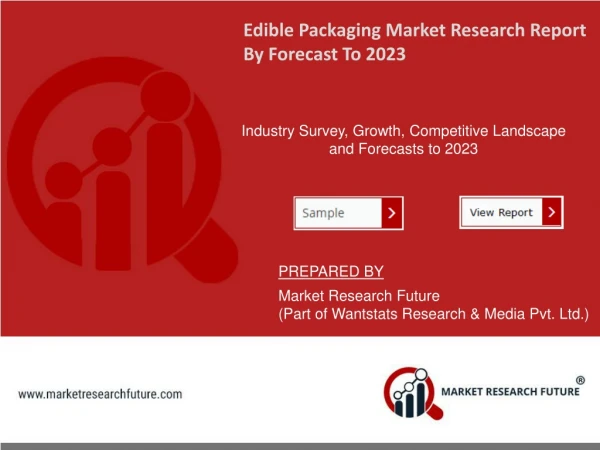 Edible Packaging Market Outlook, Strategies, Industry, Growth Analysis, Future Scope, Key Drivers Forecast To 2023