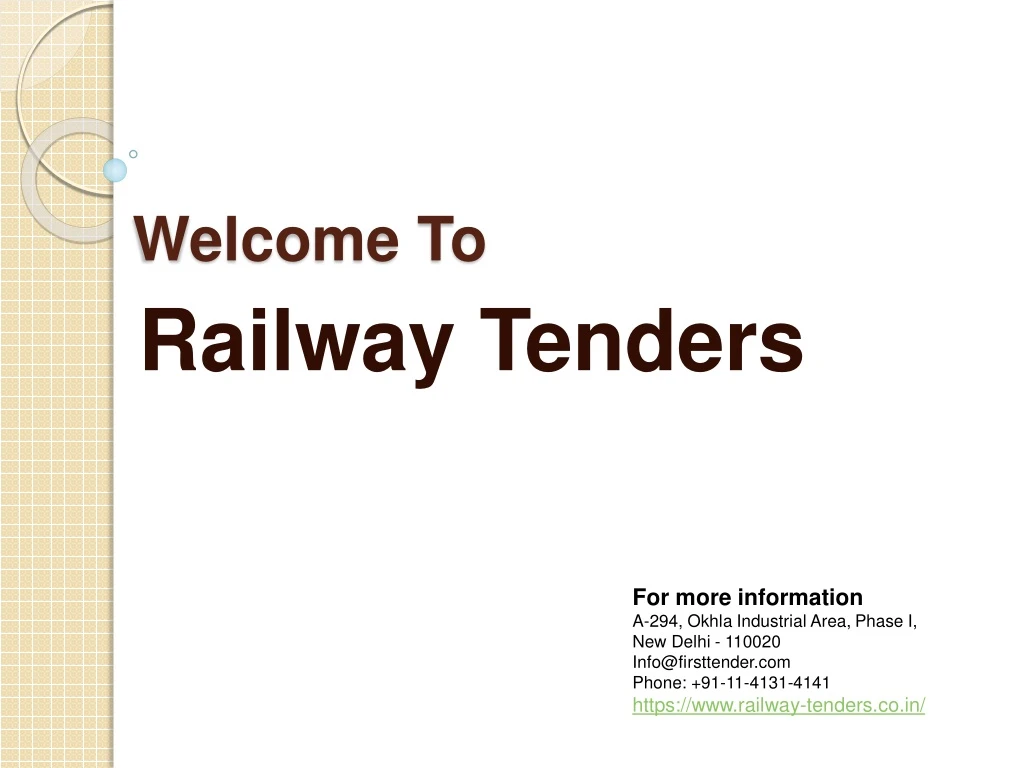 welcome to railway tenders