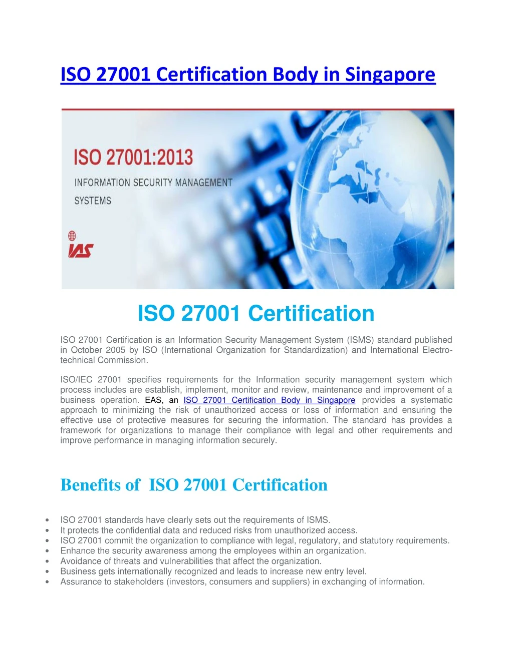 iso 27001 certification body in singapore