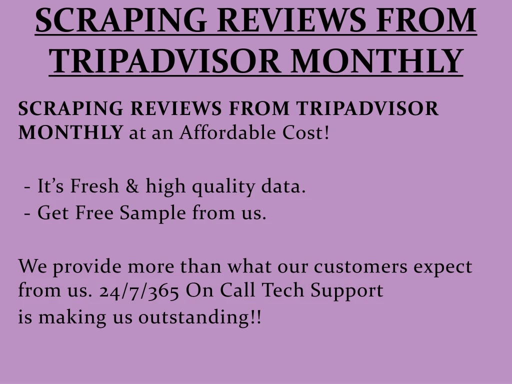 scraping reviews from tripadvisor monthly