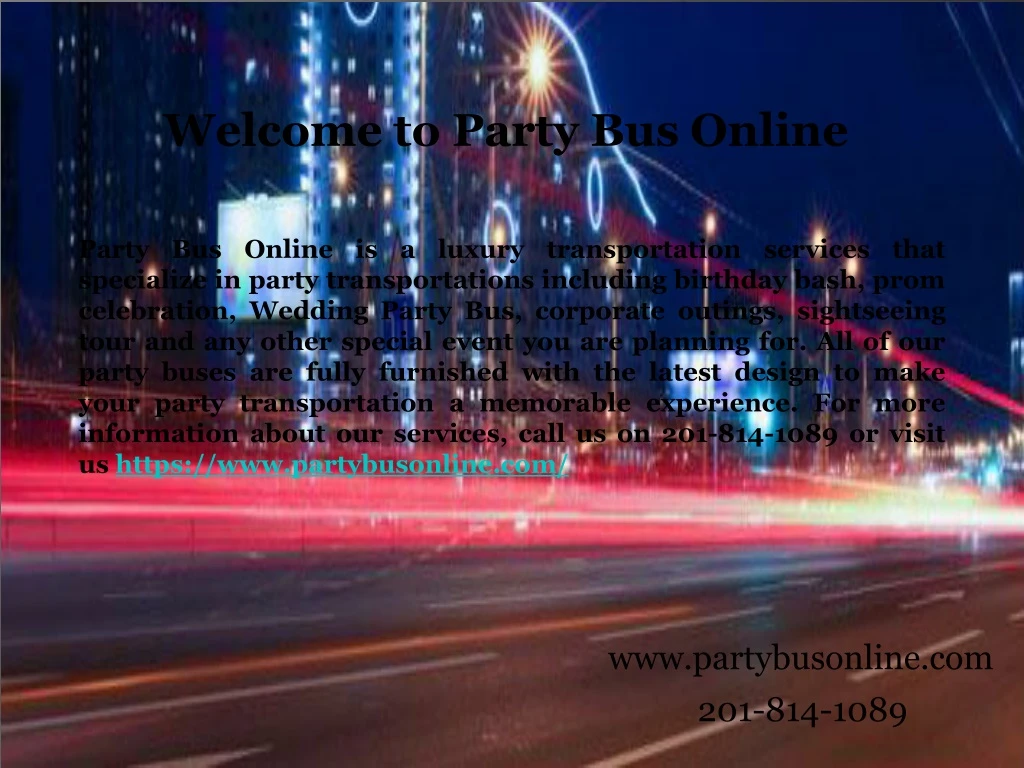 welcome to party bus online