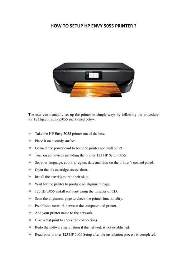 HOW TO SETUP HP ENVY 5055 PRINTER ?