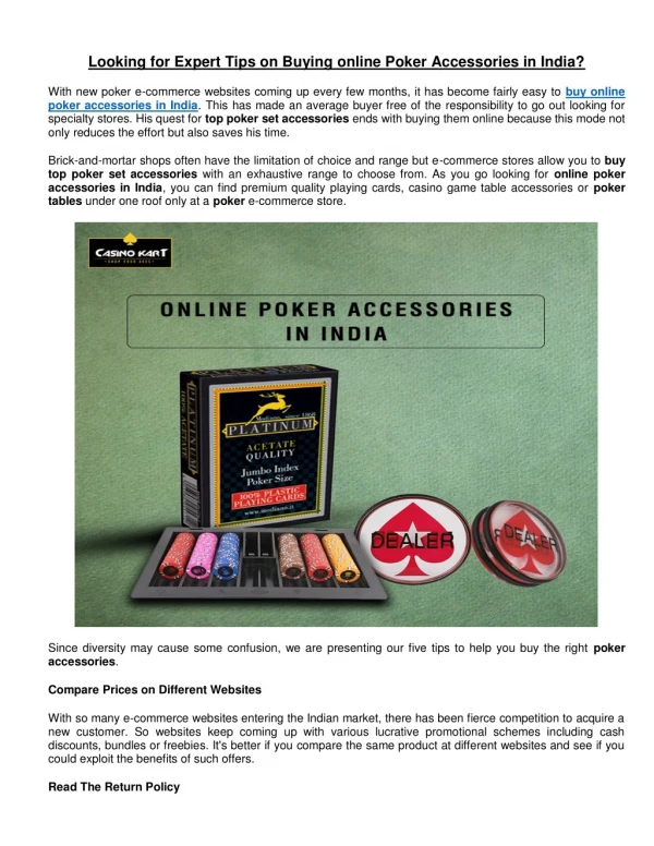Expert Tips On Buying online Poker Accessories in India