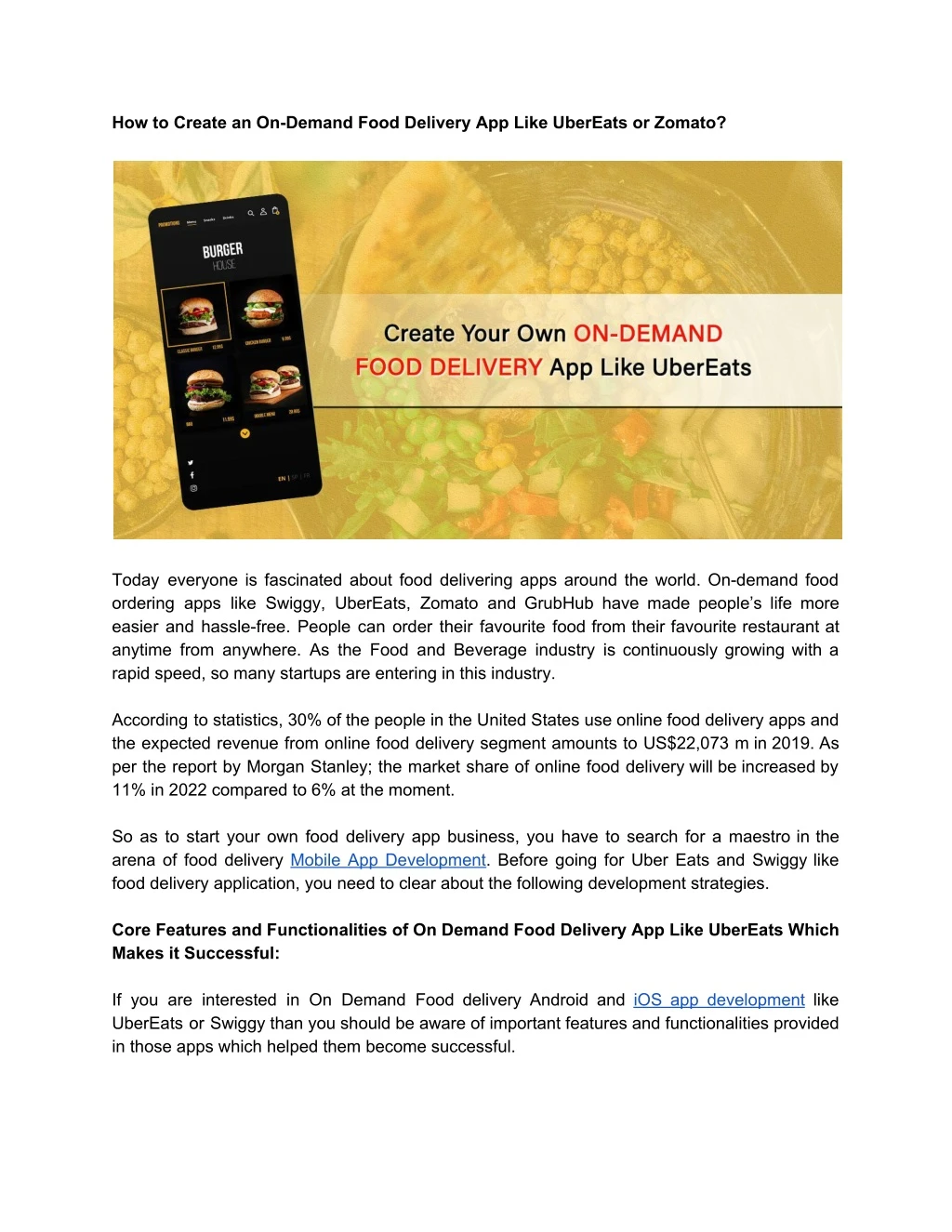 how to create an on demand food delivery app like